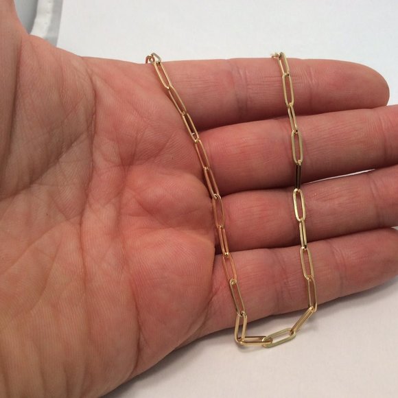 Solid 10K Genuine Real Yellow Gold PaperClip Ankle Bracelet 10'' Long  3mm 3.50g - Picture 5 of 7